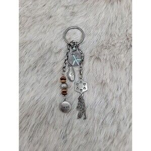 The Sak Handbag Charm Metal Key Chain Boho Peace Sign